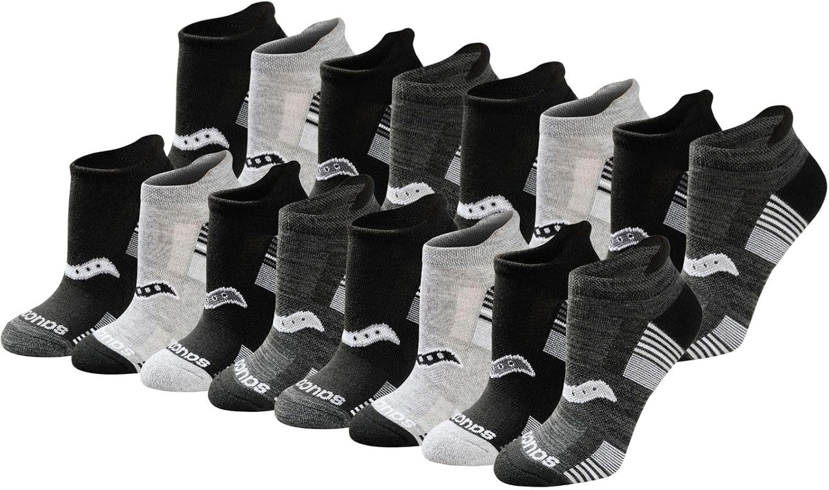 Saucony Women's RunDry Performance Heel Tab Athletic Socks, Available in S-L (8, 16, 24 Pairs)