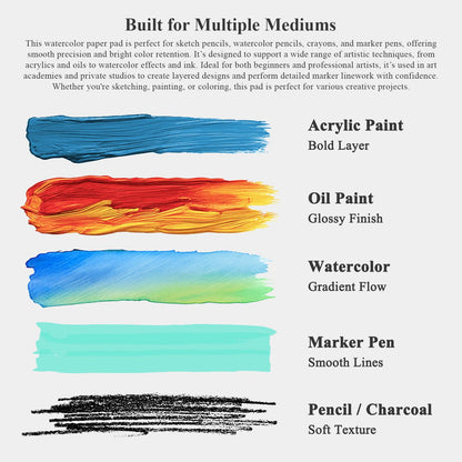 Fuxi 9" x 12" Sketch Book_Top Spiral Bound Sketchbook_100Sheets 68lb/100gsm