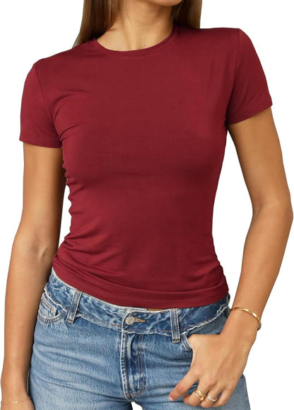 Abardsion Women's Casual Basic Slim Fit T Shirts