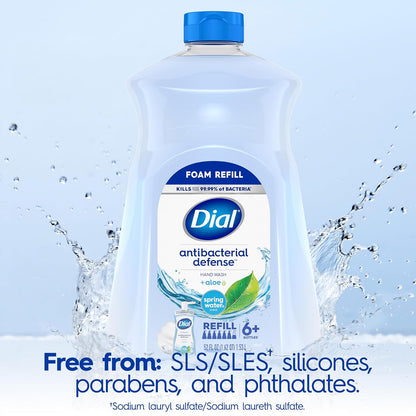 Dial Antibacterial Defense Foaming Hand Soap Refill, Spring Water, 52 Fl Oz