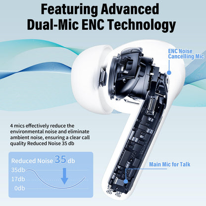 Wireless Earbuds, Bluetooth 5.4 Headphones Bass Stereo/Clear Calls, Black