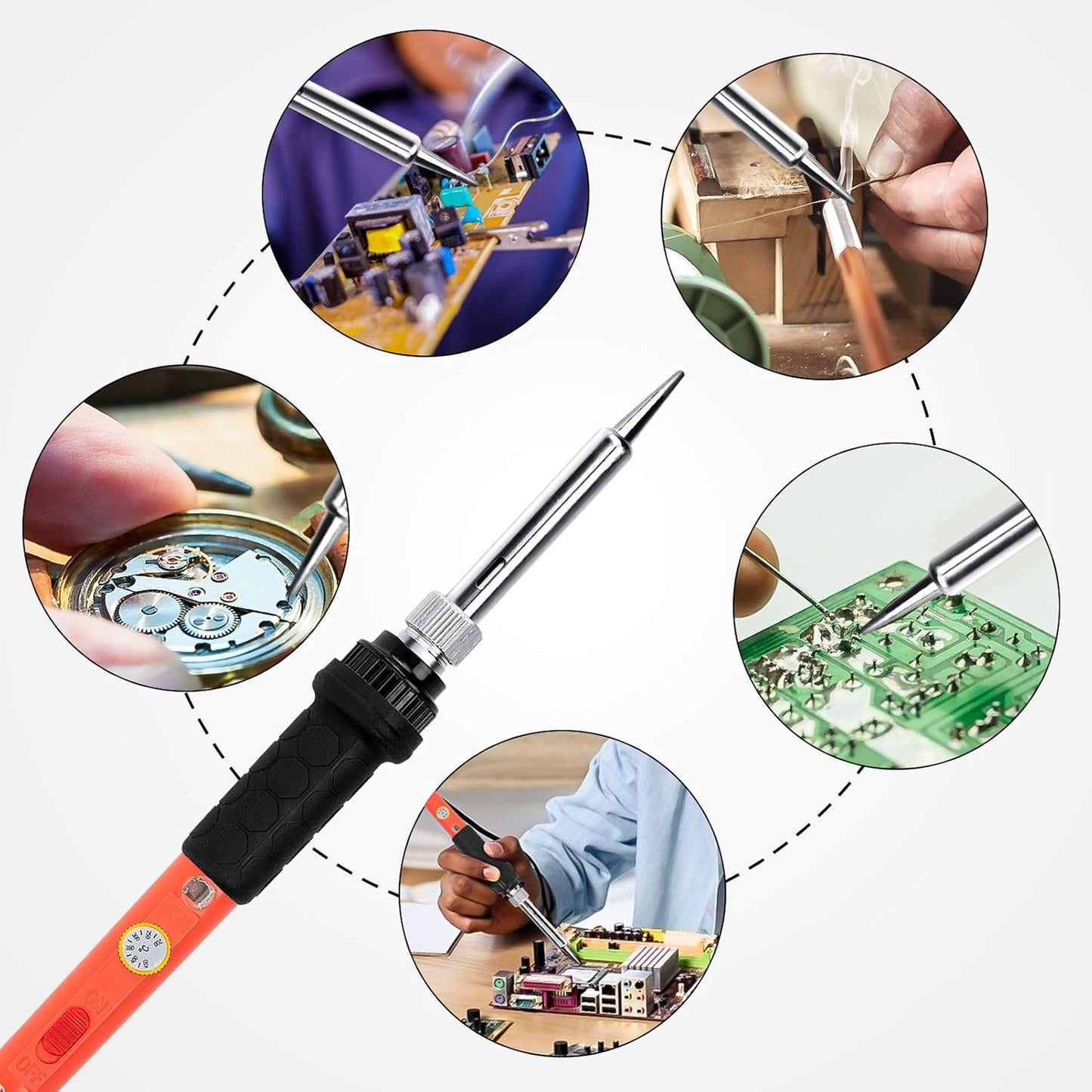 Soldering Iron, 60W 110V Adjustable Temperature Soldering Iron Pen, Portable Welding Tool, Fast Heating, for Electronic Repair, Jewelry, DIY