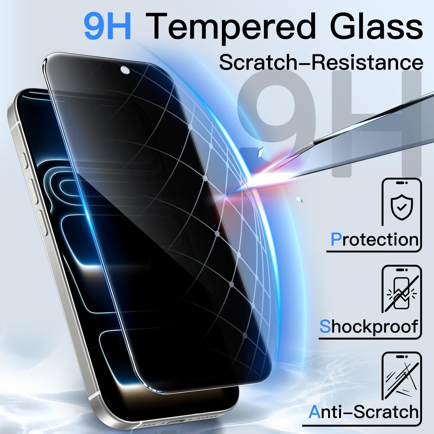 JETech Privacy Screen Protector for iPhone 17 Pro Max, 2-Pack