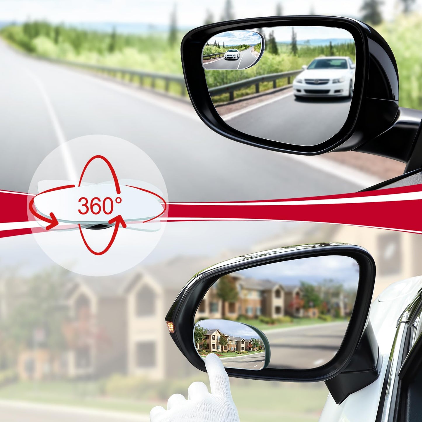 LivTee Blind Spot Mirror, 2" Round HD Glass Frameless Convex Rear View Mirrors Exterior Accessories with Wide Angle Adjustable Stick for Car SUV and Trucks, Pack of 2