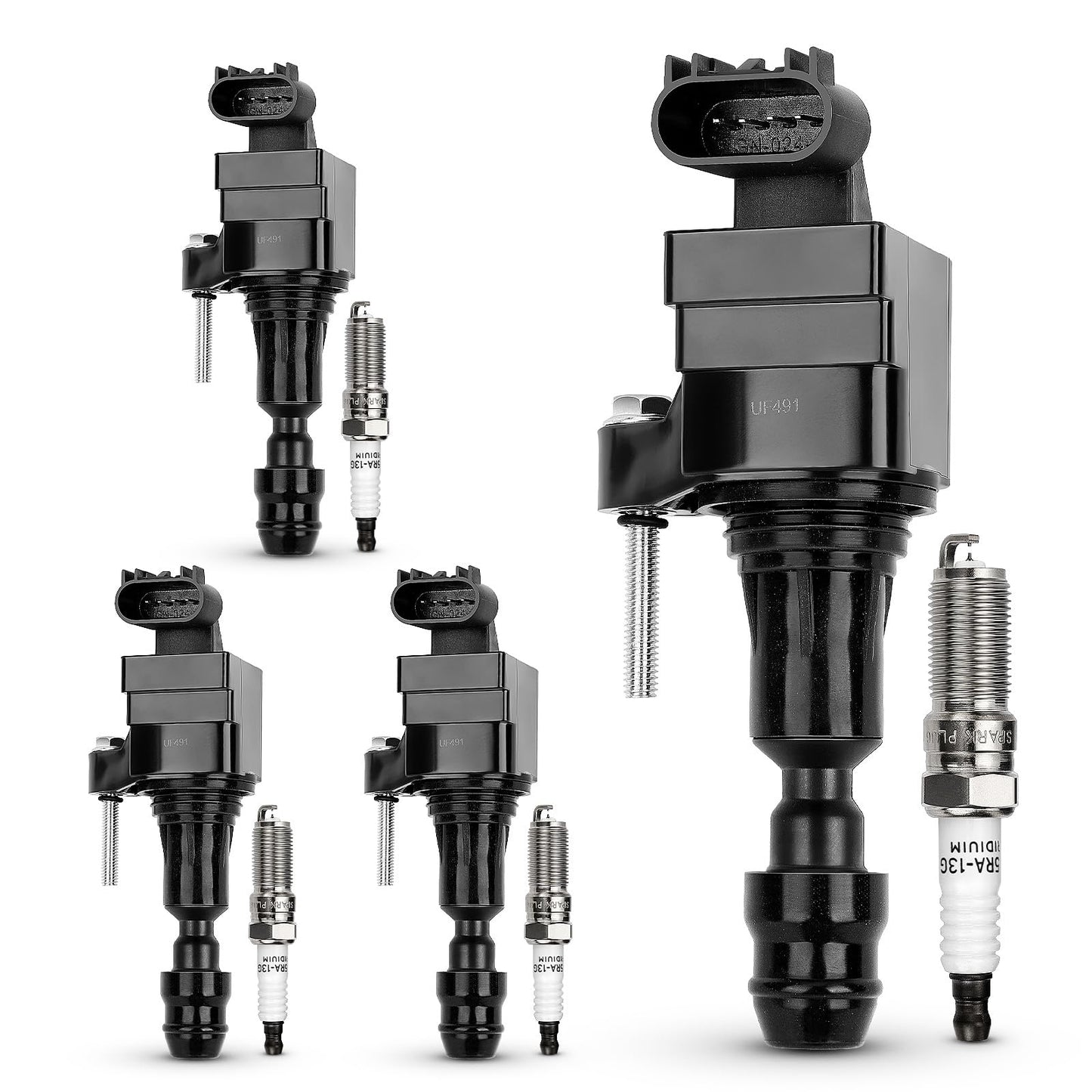 UF667 Ignition Coil & ILZFR6D11 Double Iridium Spark Plug for BMW 2.5-6.0L