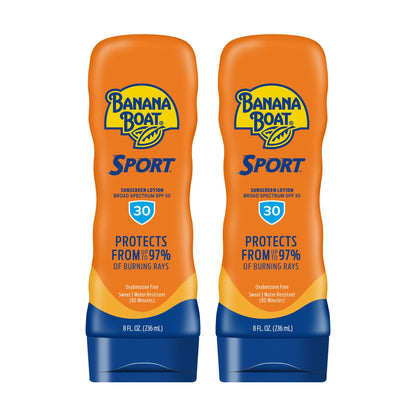 Banana Boat Sport Ultra Sunscreen Lotion SPF 30, Travel Size 3oz Twin Pack, Sweat & Water Resistant Sunblock for Active Lifestyle(Pack of 2)