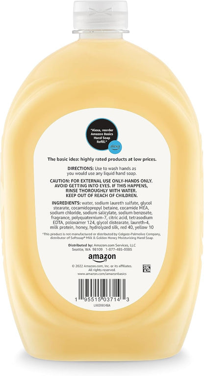 Amazon Basics Liquid Hand Soap Refill, Milk and Honey Scent, Triclosan-Free, pH Balanced, Dermatologist Tested, 50 Fluid Ounces, 2-Pack (Previously Solimo)