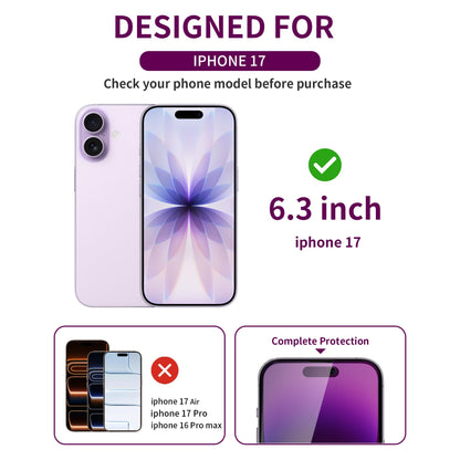 2 Pack Privacy Screen Protector for iPhone 17 Pro Max Tempered Glass 6.9'' Private Saver Anti-Spy Eye Protection Anti-Scratch Full Coverage No Bubble