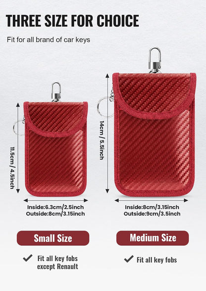 Faraday Pouch for Car Keys, Faraday Bag, Car RFID Signal Blocking Holder, Key Fob Protector, Key fob cage Block Signal Anti-Theft Fob Case Red,M