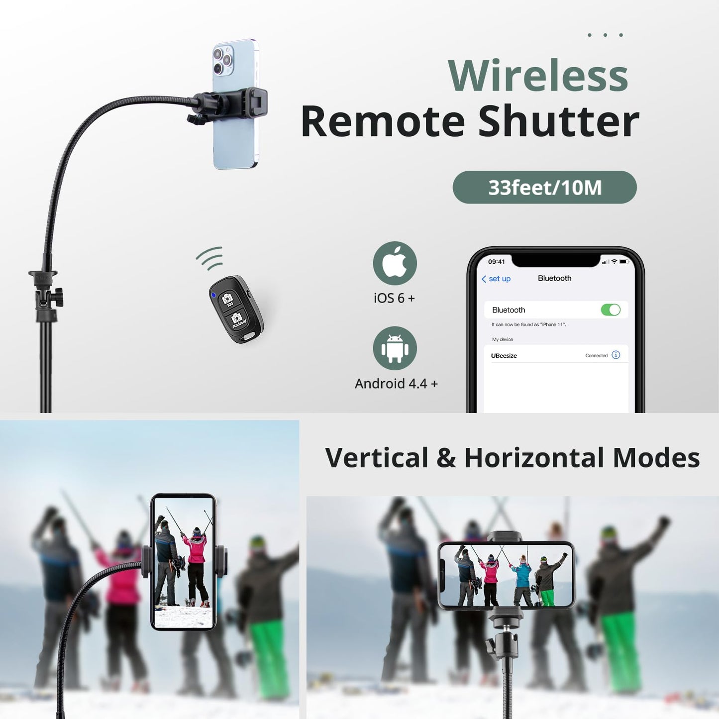 SENSYNE 72" Phone Tripod, Extendable Cell Phone Tripod Stand, Selfie Stick with Wireless Remote and Phone Holder, Compatible with iPhone Android Phone, Camera