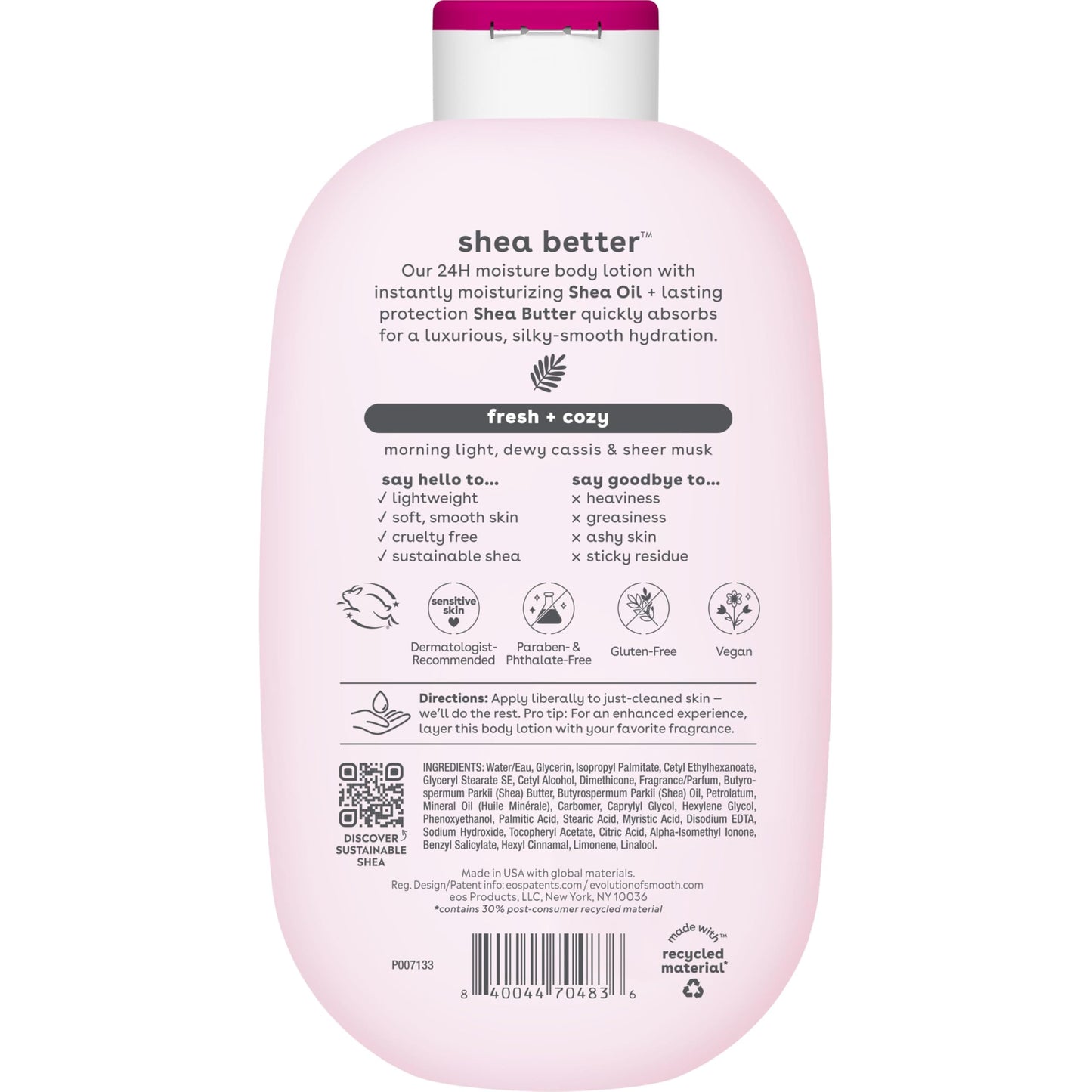 eos Shea Better Body Lotion- Vanilla Cashmere, 24-Hour Moisture, 16 fl oz