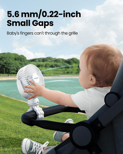 Gaiatop Mini Portable Stroller Fan, Small Clip on Fan 3 Speed Rechargeable
