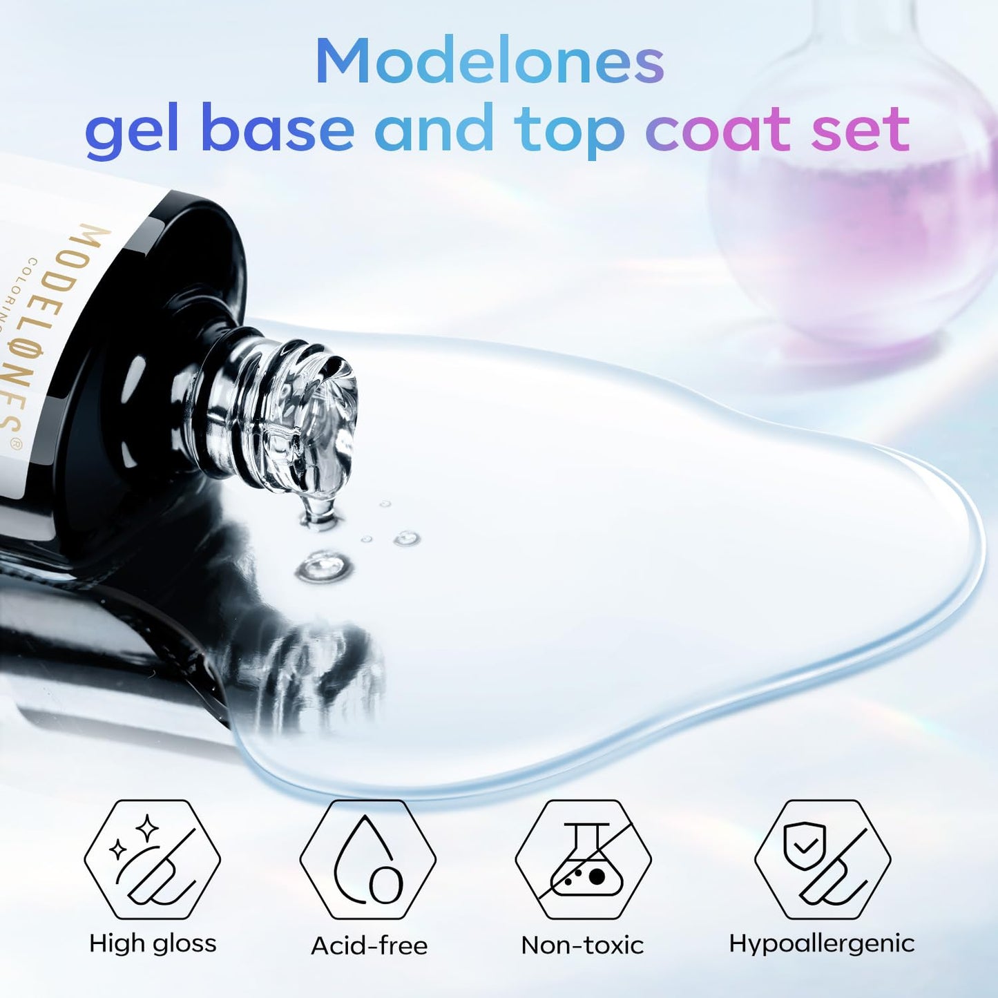 modelones Gel Top Base Coat Set 15ml 2026 Upgrade No Wipe Super Shine