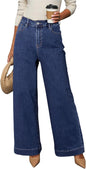 Dokotoo Women's Casual High Waisted Jeans Stretch Wide Leg Loose Denim Pant