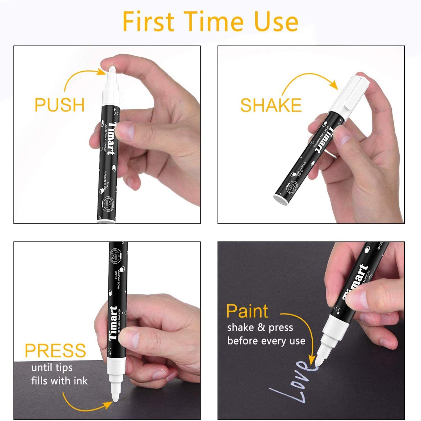 Timart Fine Tip Chalk Markers, Liquid Chalk Pens-8 Pack, 1mm Point