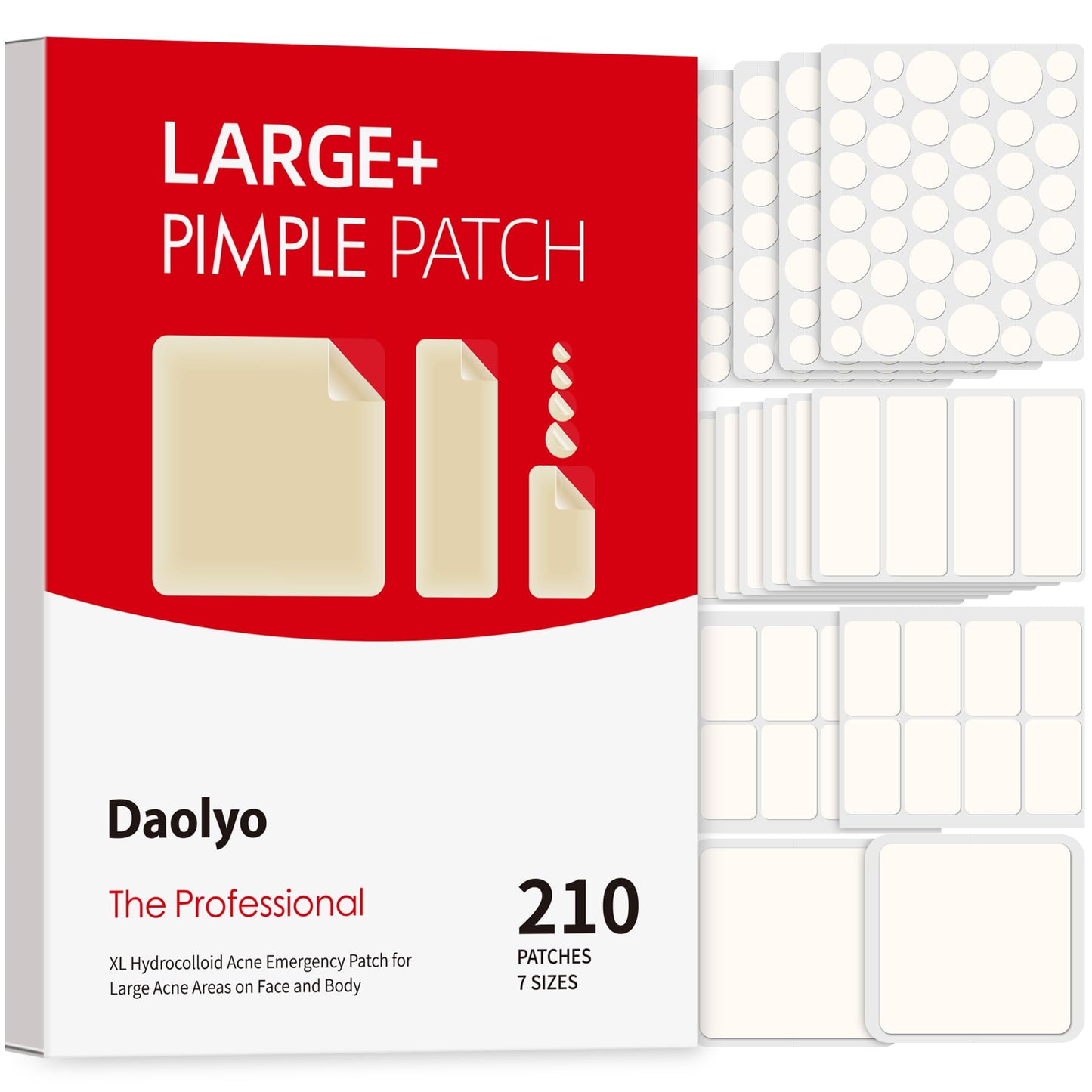 Daolyo 6 Sizes 142 Counts Large Acne Pimple Patches for Face