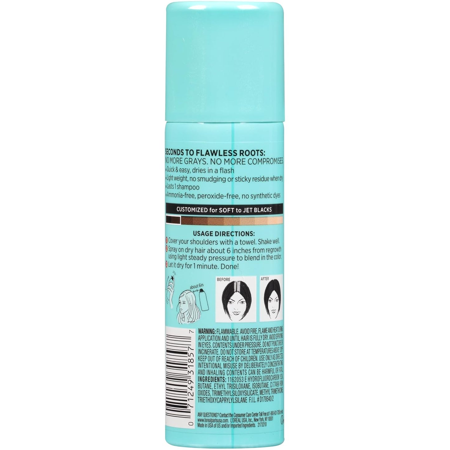 L'Oreal Paris Magic Root Cover Up Gray Hair Spray, 100% Gray Hair Coverage with Buildable, Lightweight, Transfer-Resistant, and Temporary Formula, Ammonia-Free, Dark Blonde, 2 oz (1 Count)