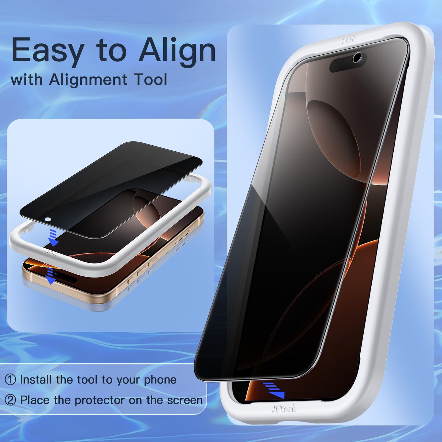 JETech Privacy Screen Protector for iPhone 17 Pro Max, 2-Pack