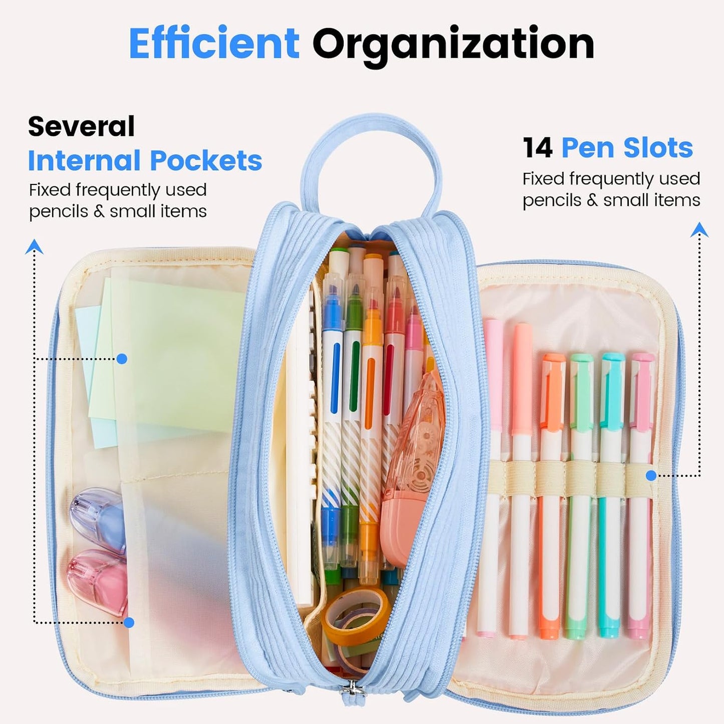 Sooez High Capacity Pencil Case, Soft Corduroy Pencil Pouch