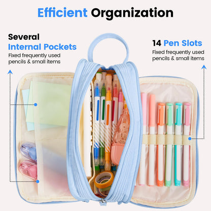 Sooez High Capacity Pencil Case, Soft Corduroy Pencil Pouch