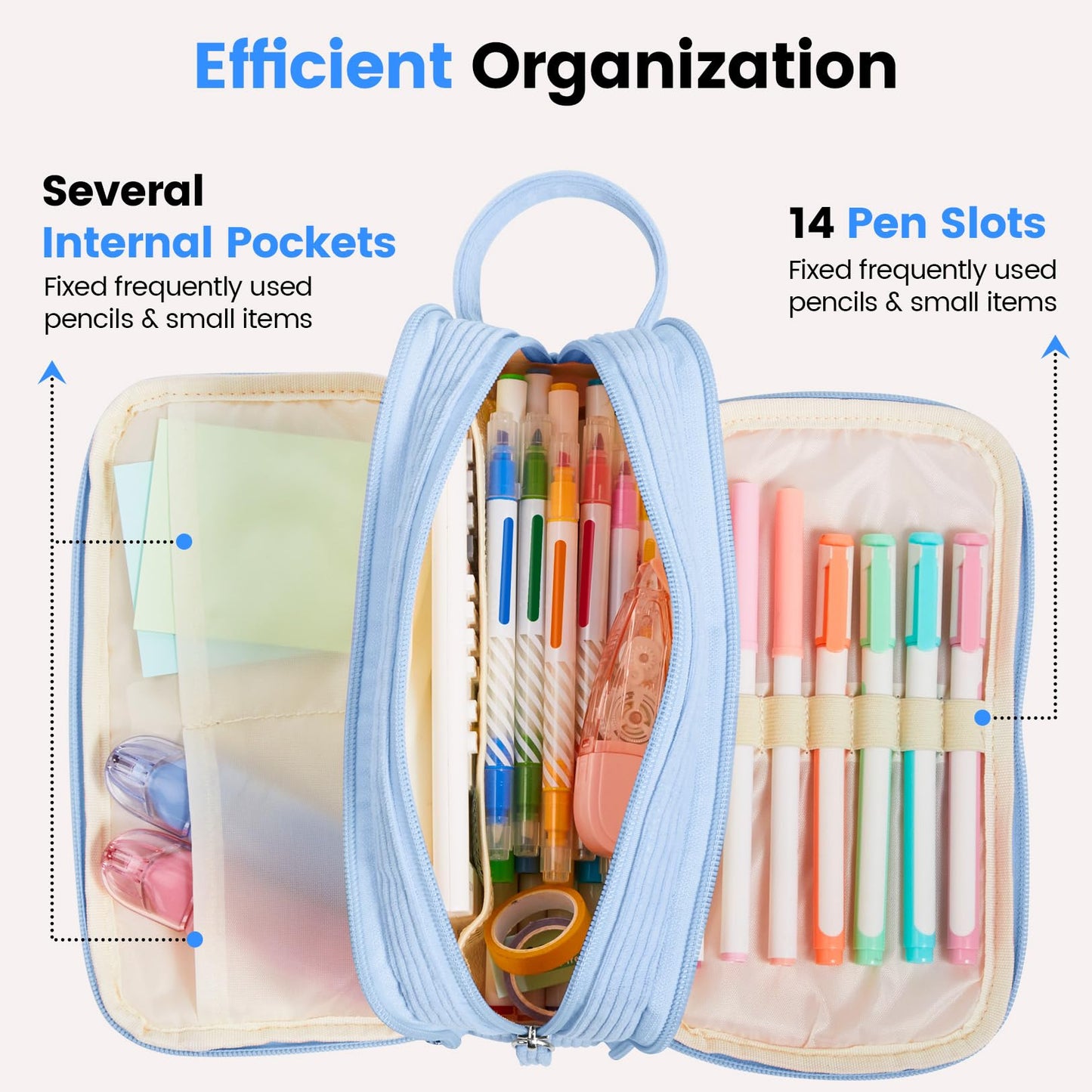 Sooez High Capacity Pencil Case, Soft Corduroy Pencil Pouch