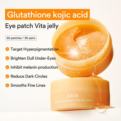 Abib PDRN Retinal Eye Patches for Rejuvenating & Puffy Eyes with Glow Jelly, Niacinamide, 60 Count, Korean Skin Care