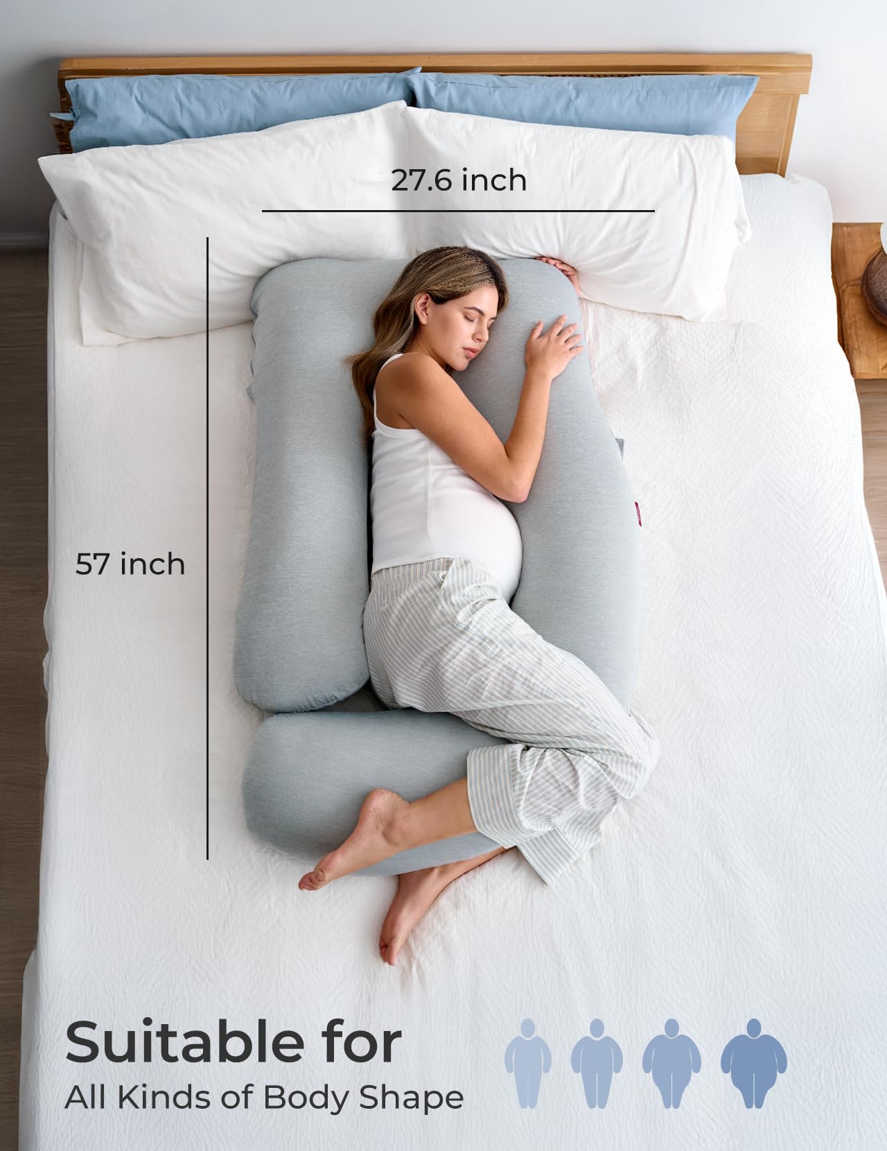 Momcozy Pregnancy Pillow for Sleeping - U Shaped Full Body Maternity Pillow