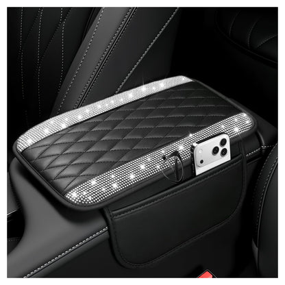 Stacool Upgraded Car Center Console Cover,Microfiber Leather Car Armrest Cover Cushion with 2 Storage Bags,Universal Car Armrest Storage Box (Black)