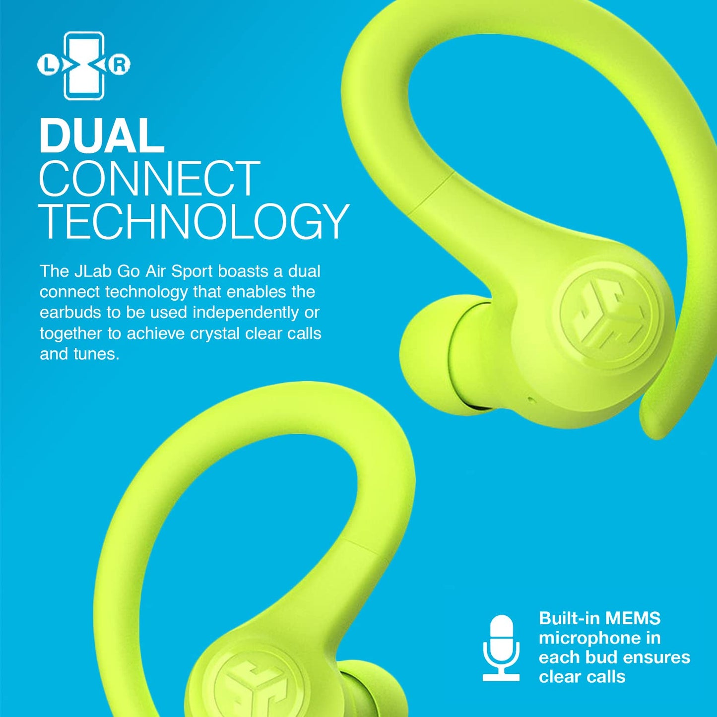 JLab, Go Sport+, True Wireless Workout Earbuds, Bluetooth Sport Earbuds, Clear Calling, Graphite