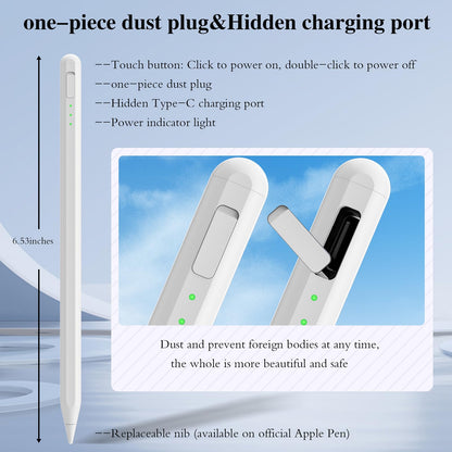 Stylus Pen for iPad11&10thGen,14Mins Faster Charge, with Pencil Holder,Palm Rejection, Tilt Sensitivity, for iPad Air11&13-inch(M3/M2), iPad Pro 11&13-inch (M4),iPad 6-11th,iPad Pro 11/12.9 inch