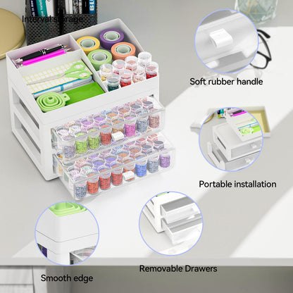 ARTDOT 60 Slots Storage Container for Diamond Art Kits for Adults, Portable Bead Storage Boxes for Diamond Painting Accessories and Tools