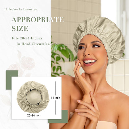 Edoneery Shower Caps for Women Reusable Waterproof, Shower Hair Cap
