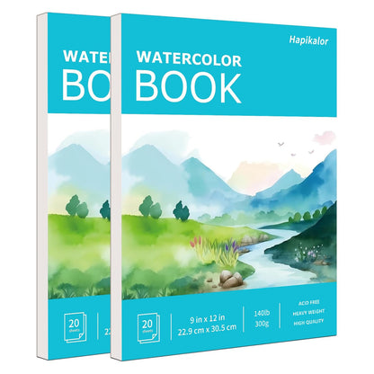 Hapikalor Watercolor Paper Pad, 9"x12" Water Color Paper, 140lb/300gsm Teal