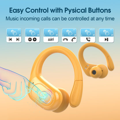 Wireless Earbuds 75H Bluetooth 5.4 Sport Headphones with Earhooks, Black