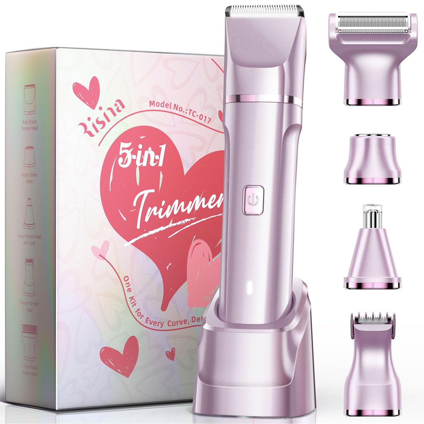 Risina 2-in-1 Bikini Trimmer for Women, Women's Electric Razor, Face Shaver