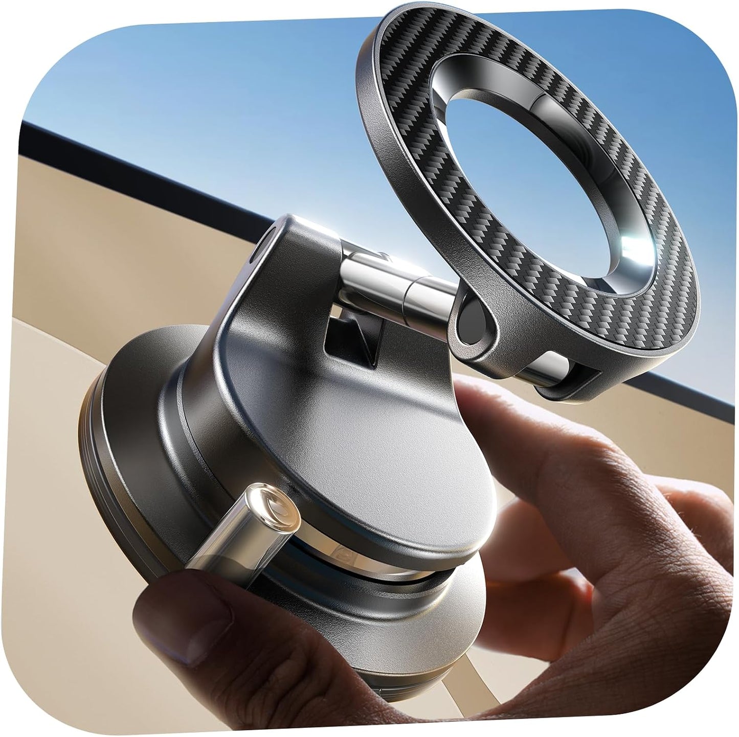 LISEN for Magsafe Car Mount, Magnetic Phone Holders for Your Car Vacuum, Phone Mount for Car Accessories for Women Men Jeep BMW, Suction Holder Kits, for iPhone 17 Pro Max 16 15 14 13 12,Carbon Fiber