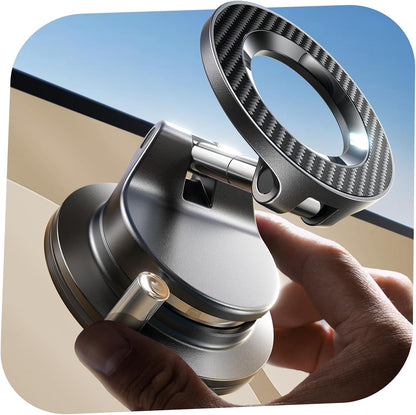 LISEN for Magsafe Car Mount, Magnetic Phone Holders for Your Car Vacuum, Phone Mount for Car Accessories for Women Men Jeep BMW, Suction Holder Kits, for iPhone 17 Pro Max 16 15 14 13 12,Carbon Fiber