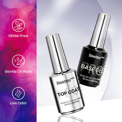 Beetles 2 Pcs 15ml No Wipe Gel Top Coat and Base Coat Set