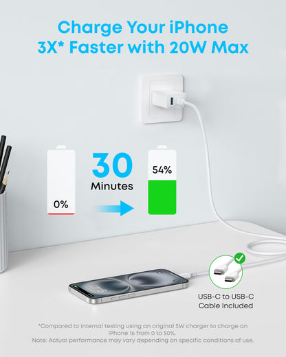 Anker Phone Charger, 20W USB C Charger Block, Type C Charger Fast Charging