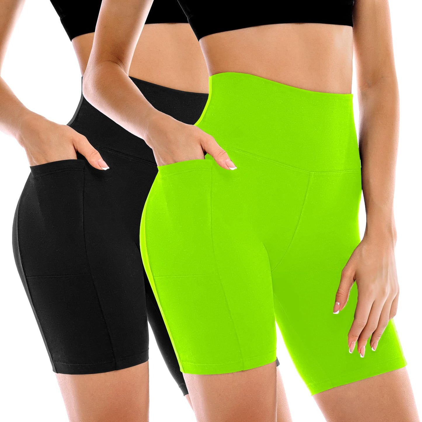 Leafigure 2 Pack Womens Biker Shorts with Pockets 6"