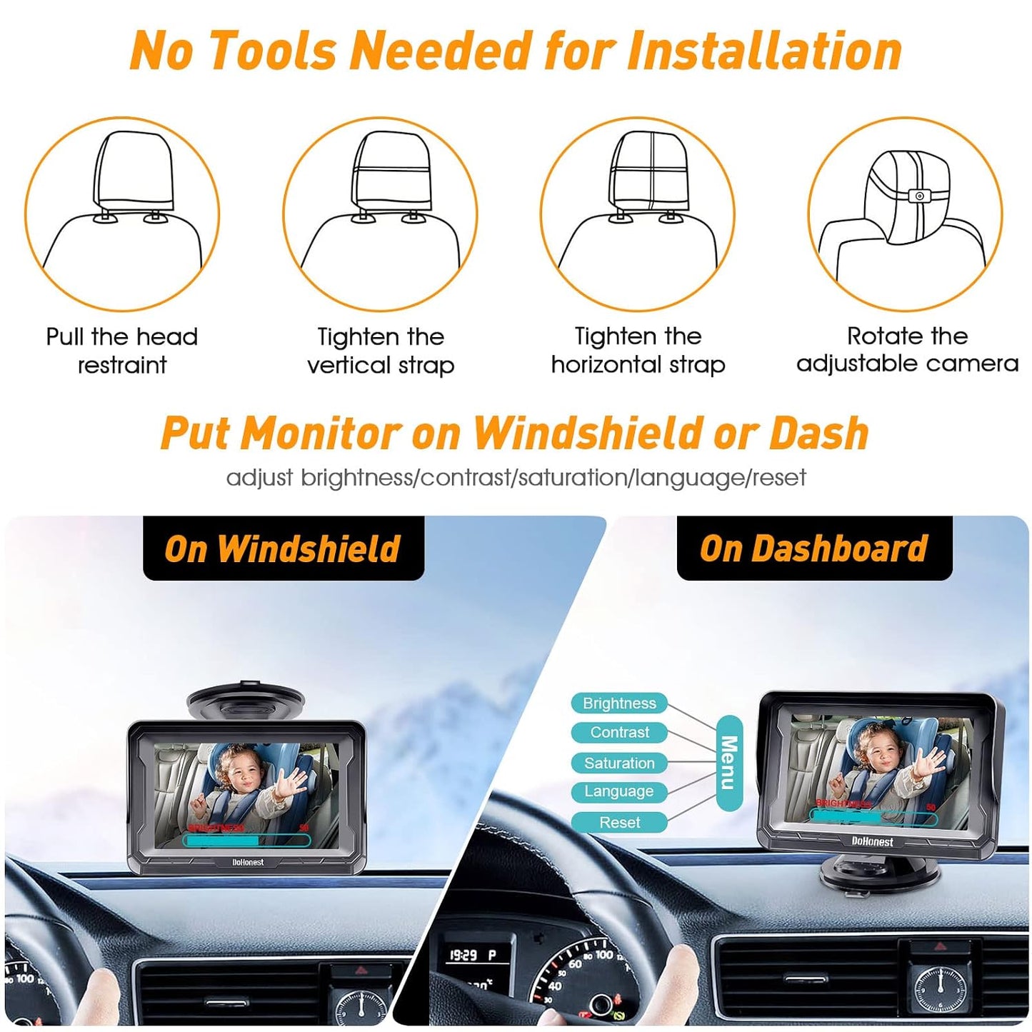 DoHonest Baby Car Camera HD 1080P: Rear Facing Car Baby Monitor Clear Image