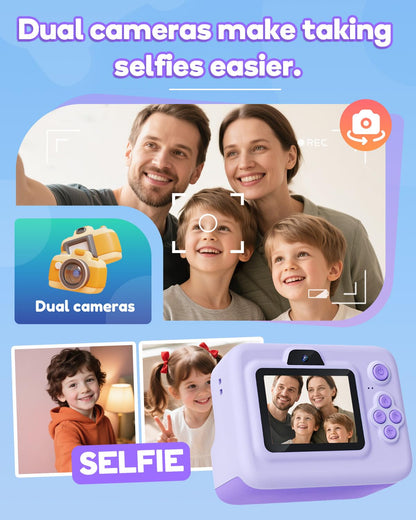 Dylanto Kids Camera Instant Print,1080P Kids Instant Cameras that Print Photos,Christmas Birthday Gifts for Girls Age 3-12,Portable Toy for 3 4 5 6 7 8 9 10 Year Old Girls Boys Pink