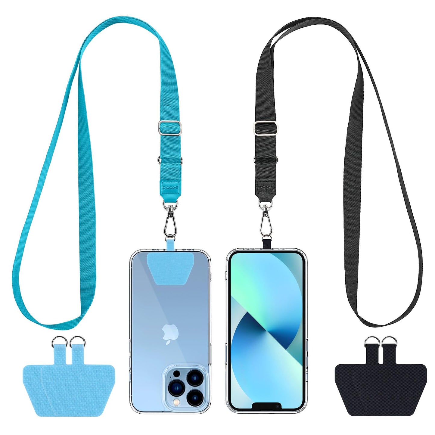 CACOE Phone Lanyard, Black+Dark Blue, 2 Pcs