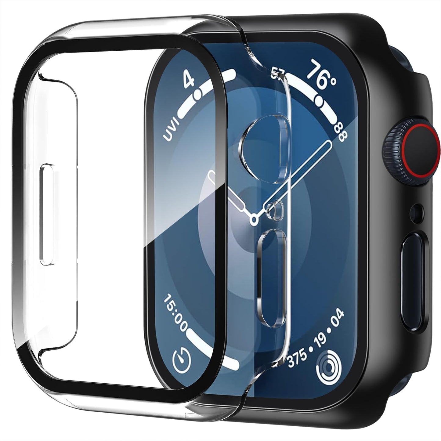 Smiling 2 Pack Case Compatible with Apple Watch SE 3 (2025)/ SE 2/ SE/Series 6/5/4 40mm with Tempered Glass Screen Protector, Hard PC Case Overall Protective Cover- 1 Blue+ 1 Transparent