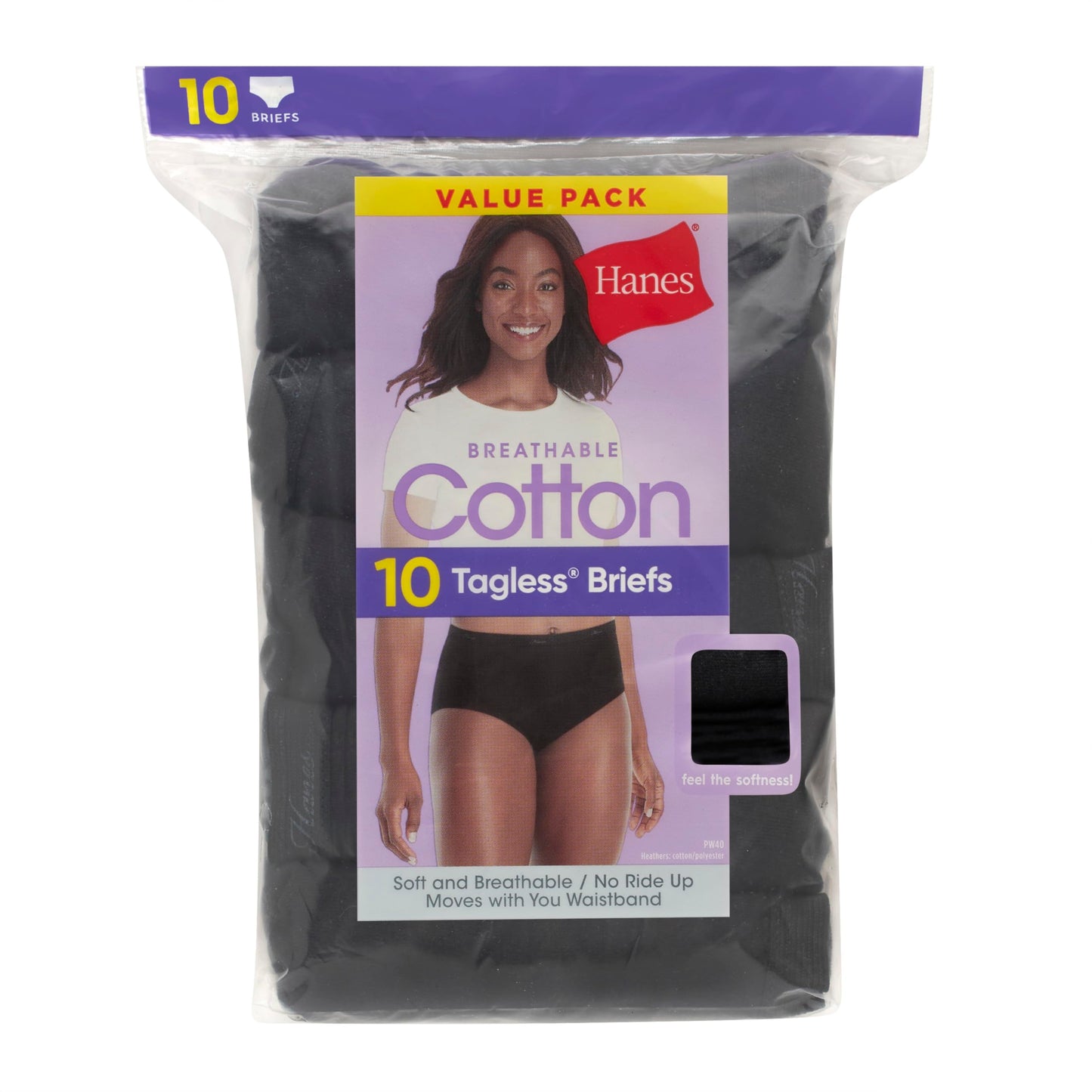 Hanes Women's Underwear Pack, 10-Pack, Full-Coverage Cotton Blend Panties, Moisture-Wicking Underwear for Women