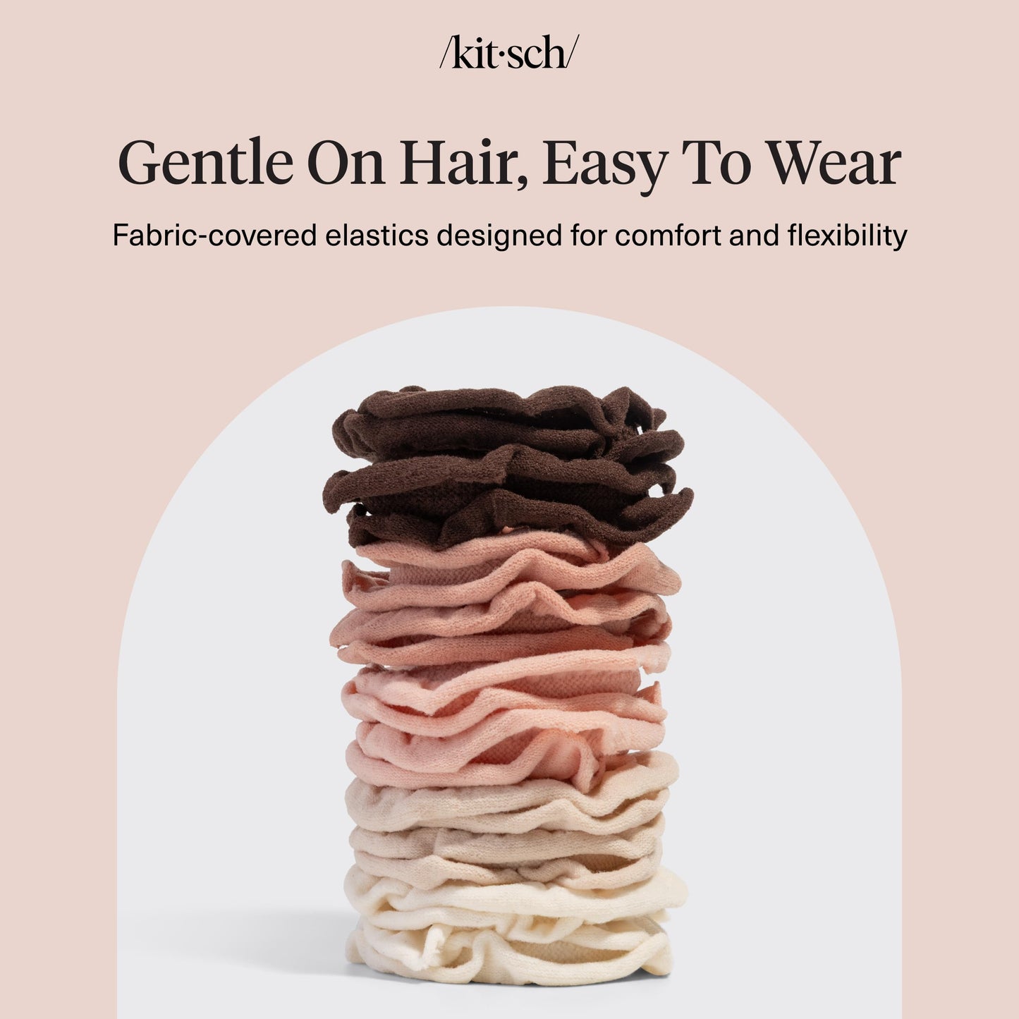 Kitsch Elastic Hair Ties No Damage | Stretchable Hair Bands - Neutral 12pcs