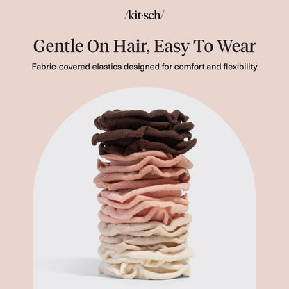 Kitsch Elastic Hair Ties No Damage | Stretchable Hair Bands - Neutral 12pcs