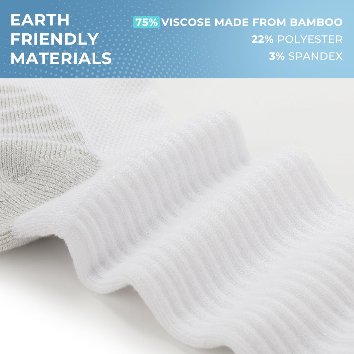 BAMBOO COOL Men's Crew Socks Athletic Cushioned Moisture Wicking 6 Pairs