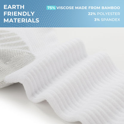 BAMBOO COOL Men's Crew Socks Athletic Cushioned Moisture Wicking 6 Pairs
