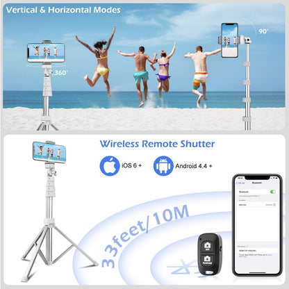 SENSYNE 72" Phone Tripod, Extendable Cell Phone Tripod Stand, Selfie Stick with Wireless Remote and Phone Holder, Compatible with iPhone Android Phone, Camera